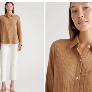 Quince organic cotton gauze button down